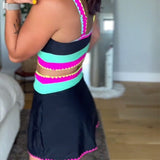 Mira | Costum de baie elegant în trei piese, cu blocuri de culoare