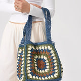 Ana | Geantă Woven cu Cataramă Magnetică, Un Umăr, Capacitate Mare
