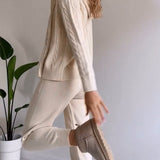 Ania - Set casual din două piese cu jacquard răsucit