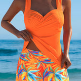 Abigail | Tankini elegant cu fustă tropicală