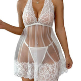 Amy | Rochie Babydoll cu Bretele din Dantelă și Funda