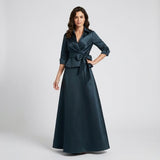 Rochie lungă elegantă inspirată de cămașă | Croială fluidă | Talie marcată cu fundiță