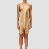 Sahara – Rochie Mini Metallic Sculpt pentru Damă Elegantă