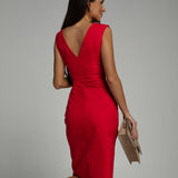 Celina – Rochie de Cocktail Plisată cu Decolteu în V
