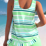 Rosa | Set Tankini Relaxat cu Dungi