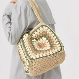 Ana | Geantă Woven cu Cataramă Magnetică, Un Umăr, Capacitate Mare