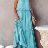 Sorina – Rochie maxi cu bretele și volane