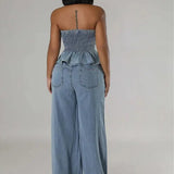 ISLA – SET STILAT DIN DENIM FORMAT DIN DOUĂ PIESĂ