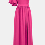 Nadia – Rochie asimetrică cu fendă pe coapsă
