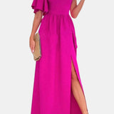 Nadia – Rochie asimetrică cu fendă pe coapsă