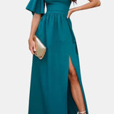 Nadia – Rochie asimetrică cu fendă pe coapsă