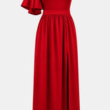 Nadia – Rochie asimetrică cu fendă pe coapsă