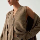 Cardigan lung din trei piese cu pantaloni casual