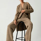 Cardigan lung din trei piese cu pantaloni casual