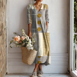 Emília – Rochie Artistică Boemă cu Pampon și Dantelă