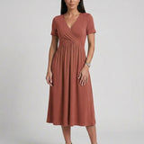Georgeta™ – Rochie Elegantă cu Decolteu în V și Croială