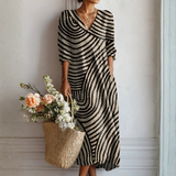 Grața – Rochie Artistică Vintage cu Pampon și Linie Atemporală