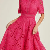 Irina – Rochie midi cu dantelă și decupaje