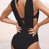 Lottie | Costum de baie cu decolteu adânc și plisat