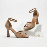 Mirela™ – Sandale Elegante cu Toc Bloc și Barete Încrucișate