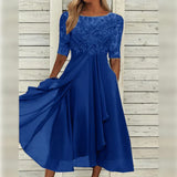 Leni – Rochie de Damă Elegantă din Chiffon cu Top Brodat