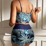 Oaklyn | Set de bikini din două piese cu imprimeu de frunze și pantaloni scurți