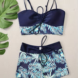 Oaklyn | Set de bikini din două piese cu imprimeu de frunze și pantaloni scurți