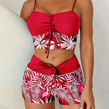 Oaklyn | Set de bikini din două piese cu imprimeu de frunze și pantaloni scurți