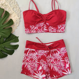 Oaklyn | Set de bikini din două piese cu imprimeu de frunze și pantaloni scurți