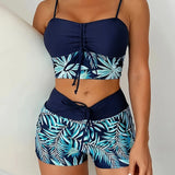 Oaklyn | Set de bikini din două piese cu imprimeu de frunze și pantaloni scurți
