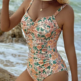 Olia | Costum de baie dintr-o singură piesă cu imprimeu floral și decolteu în V