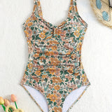 Olia | Costum de baie dintr-o singură piesă cu imprimeu floral și decolteu în V