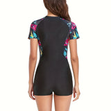 Ona | Costum de baie cu mânecă scurtă și imprimeu geometric