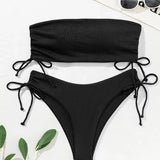 Paulissa | Set Bikini Bandeau cu Textură și Fundițe Laterale