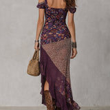 Paula — Rochie Maxi cu Imprimare Leopard Floral