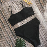 Queenie | Set Bikini cu Talie Înaltă - Top Bandeau Elegant & Fundă Sculptant