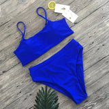 Queenie | Set Bikini cu Talie Înaltă - Top Bandeau Elegant & Fundă Sculptant