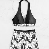 Quinette | Set Bikini cu Top Halter și Șorturi cu Talie Înaltă