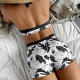 Quinette | Set Bikini cu Top Halter și Șorturi cu Talie Înaltă