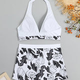 Quinette | Set Bikini cu Top Halter și Șorturi cu Talie Înaltă