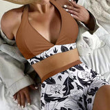 Quinette | Set Bikini cu Top Halter și Șorturi cu Talie Înaltă