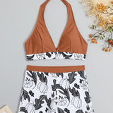 Quinette | Set Bikini cu Top Halter și Șorturi cu Talie Înaltă