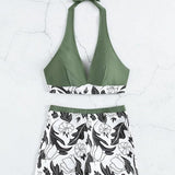 Quinette | Set Bikini cu Top Halter și Șorturi cu Talie Înaltă