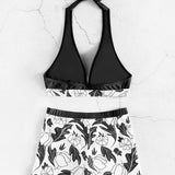 Quinette | Set Bikini cu Top Halter și Șorturi cu Talie Înaltă