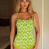 Quinita | Costum de baie o piesă cu imprimeu tropical și volane