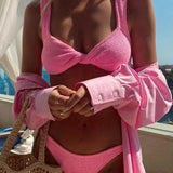 Quirina | Set de Bikini cu Ribs - Top cu Twist în Față & Funduri cu Talie Joasă