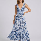 Raluca – Set Costum de Baie Întreg și Fustă Maxi cu Imprimeu Floral