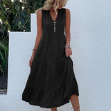 Alma – Rochie Maxi Damă Lejeră și Elegantă cu Decolteu în V