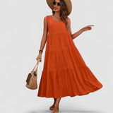 Elvira — Rochie de Damă Midi Elegantă Lejeră fără Mâneci