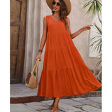 Elvira — Rochie de Damă Midi Elegantă Lejeră fără Mâneci